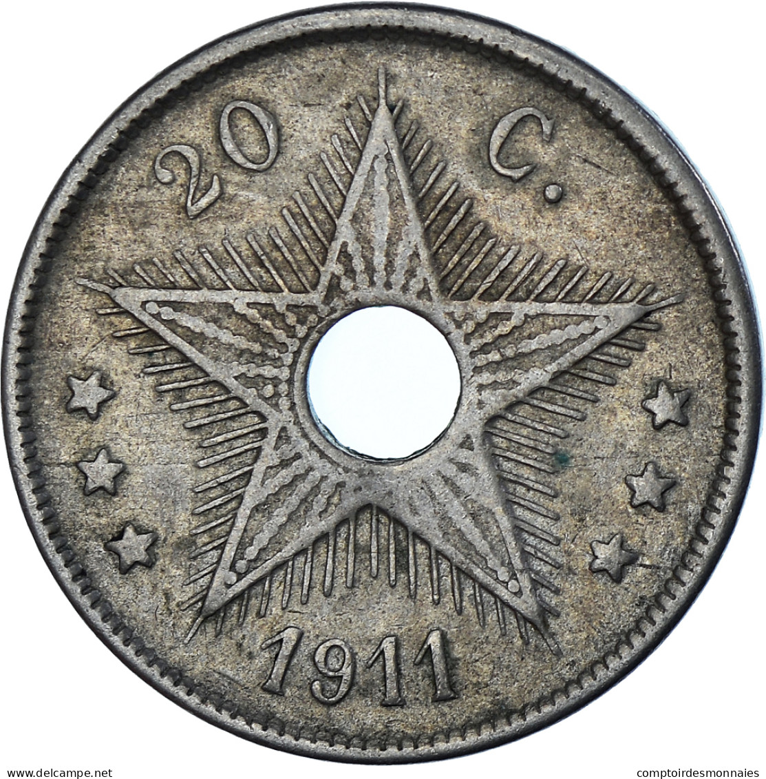 Monnaie, Congo Belge, 20 Centimes, 1911 - 1910-1934: Albert I.