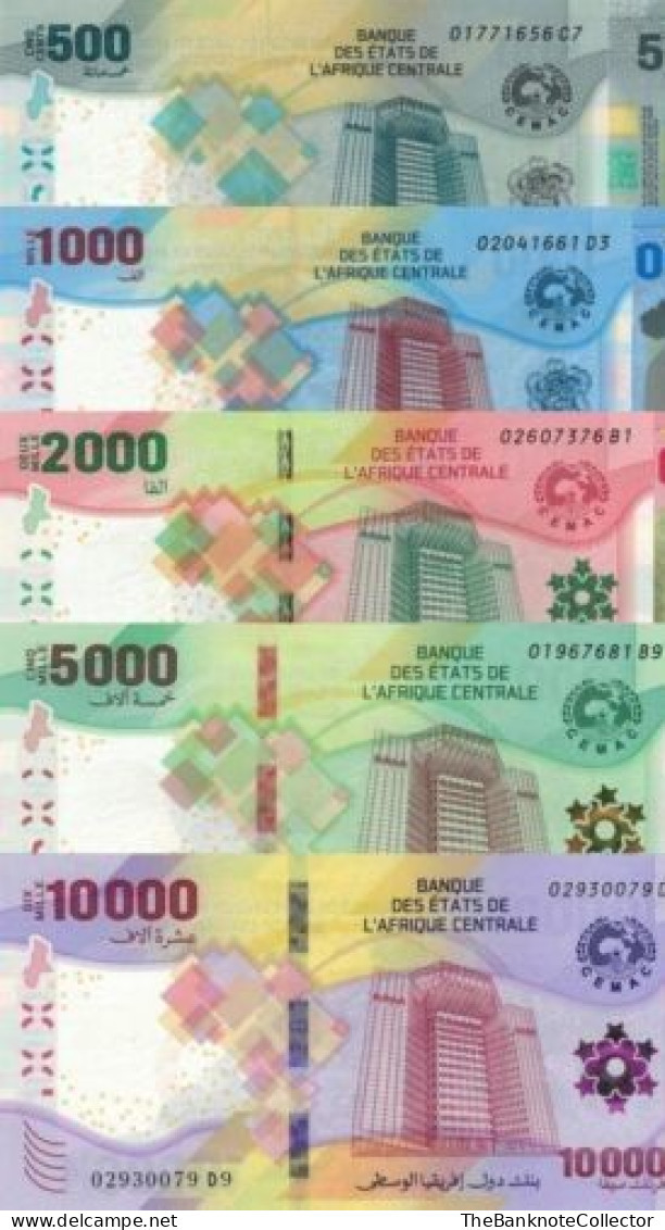 Central African States 500-1000-2000-5000-10000 Francs 2020-2022 SET Of 5 UNC - États D'Afrique Centrale