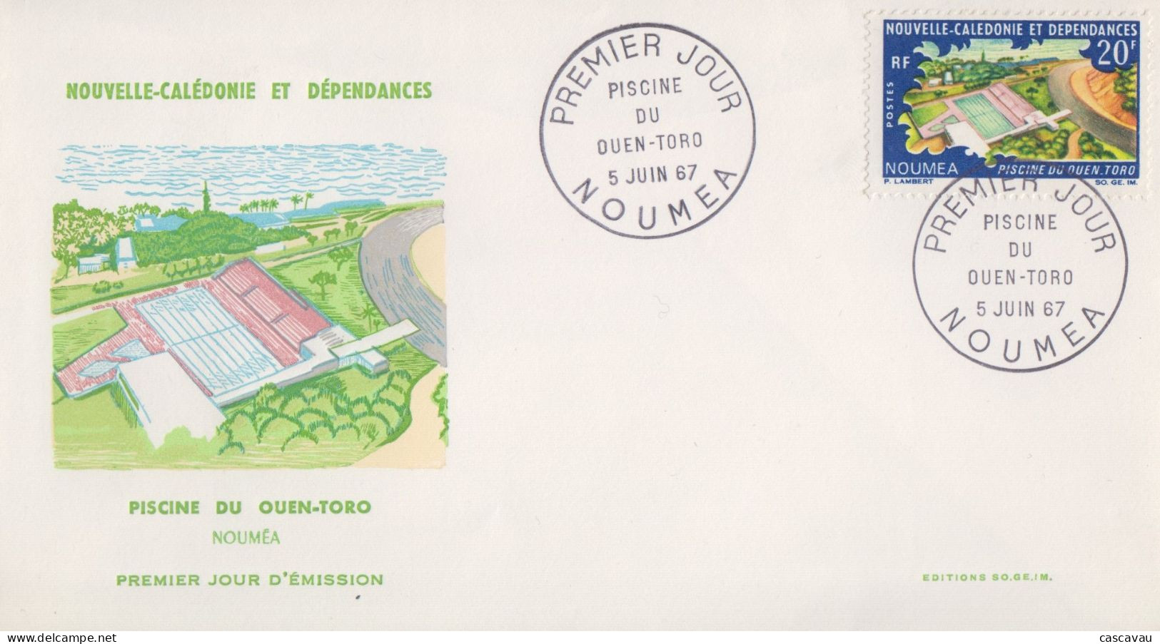 Enveloppe  FDC  1er Jour   NOUVELLE CALEDONIE    Piscine   De   OUEN - RORO   1967 - FDC