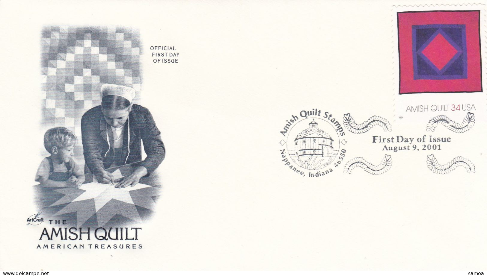 États-Unis FDC 2001 3225 Artisanat Édredons Amish En Losange - 2001-2010