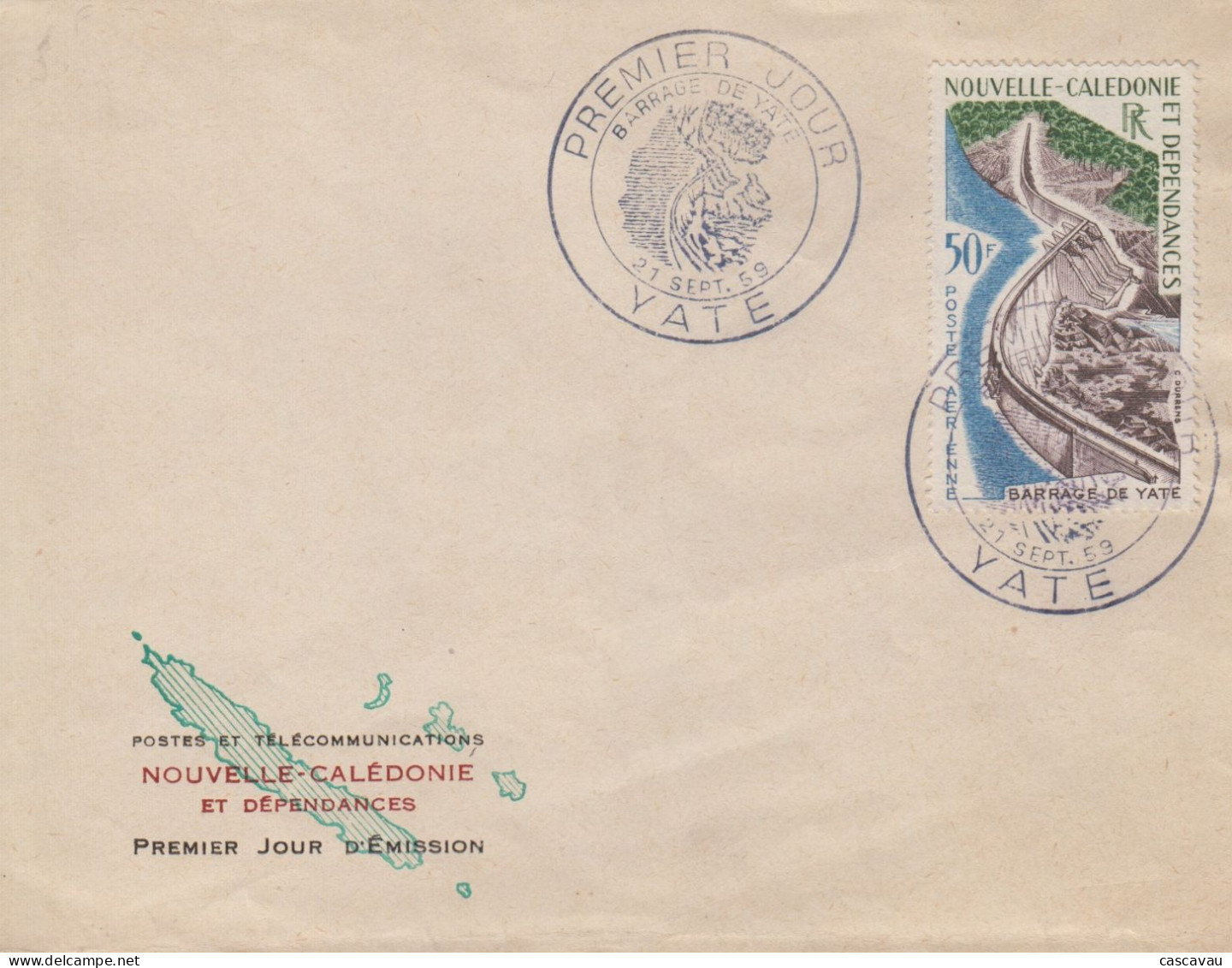 Enveloppe  FDC  1er  Jour   NOUVELLE CALEDONIE    Barrage   De   YATE   1967 - FDC