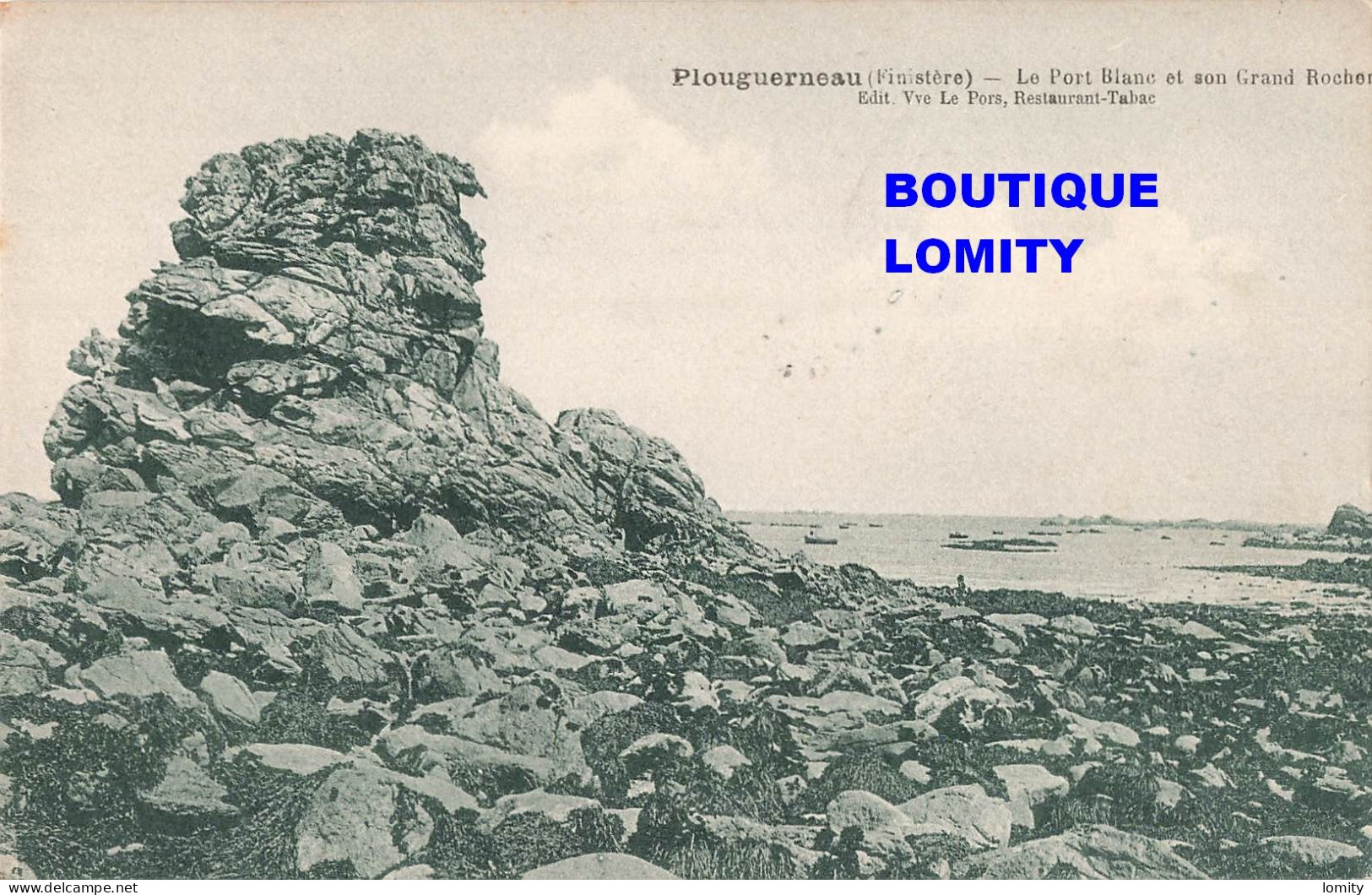 29 Plouguerneau Le Port Blanc Et Son Grand Rocher CPA Roche Rochers - Plouguerneau