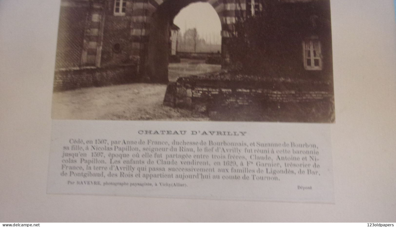 03 ALLIER TREVOL CHATEAU D AVRILLY Vers 1880  RAVEYREE VICHY PROPRIETAIRE COMTE DE TOURNON / LIGONDES DE BAR PONTGIBAUD - Anciennes (Av. 1900)