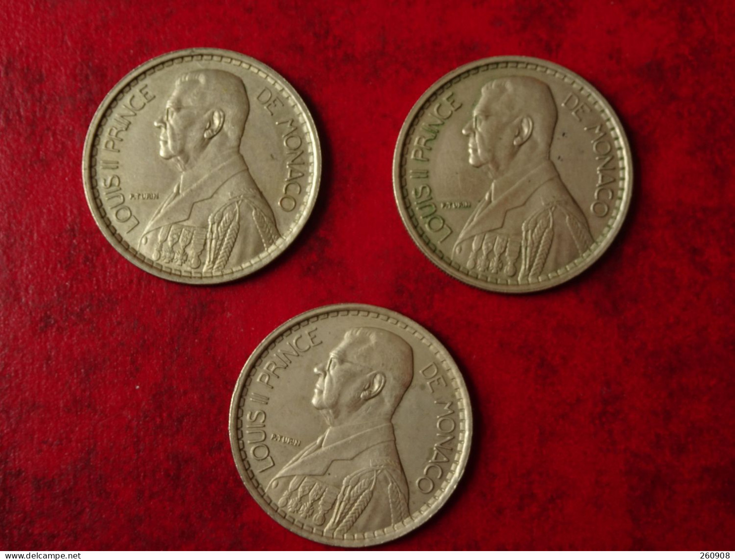 Monaco - Lot De 3 Pièces  20 Franc  De 1947        Belles Pièces - 1922-1949 Luigi II