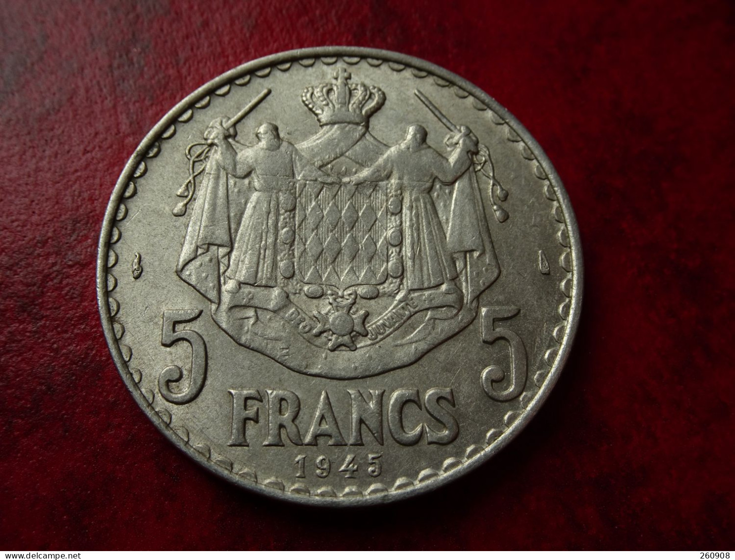 Monaco - 5 Francs 1945     Belle Piece     Ref Numero 2 - 1922-1949 Louis II.