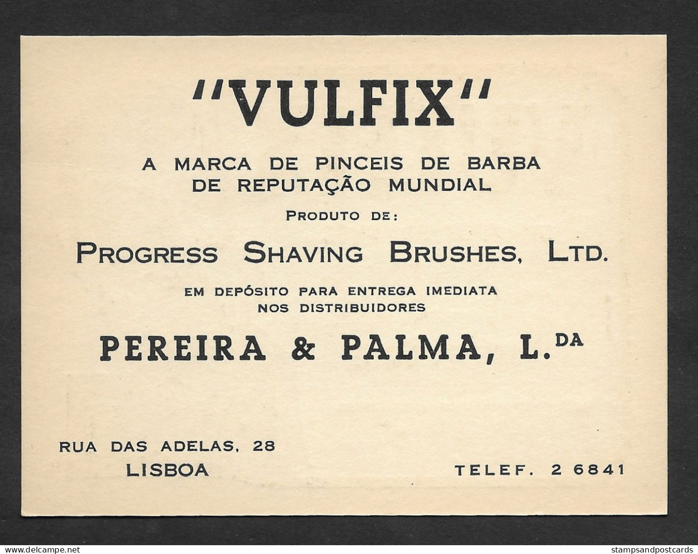 Portugal Carte Publicitaire Vulfix Pinceaux De Rasage Old Publicitary Card Vulfix Shaving Brushes - Razor Blades