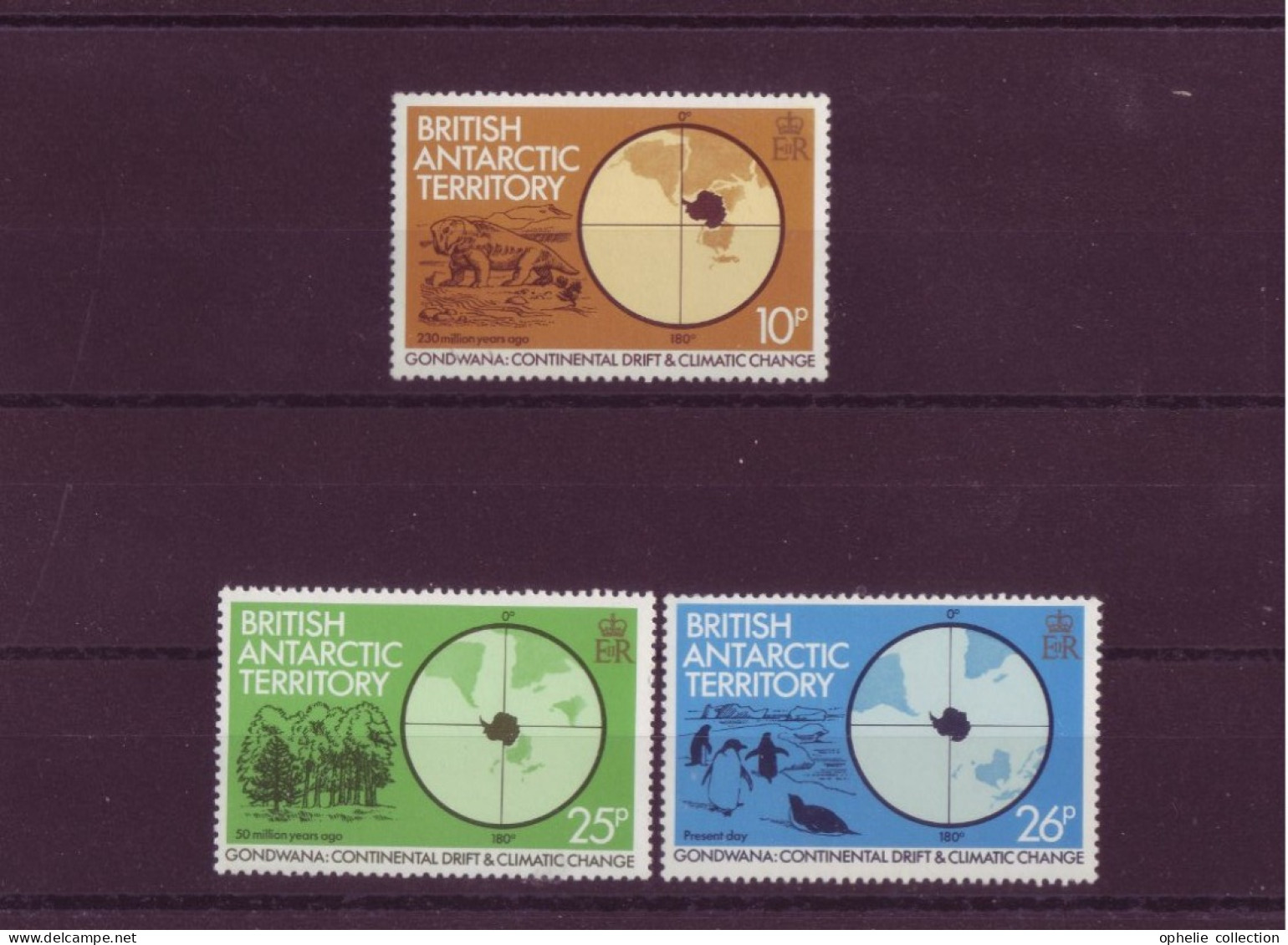 Antarctique - British Antarctic Territory - Gondwana - Continental Drift & Climatic Change - 3 Timbres Différents - 4869 - Altri & Non Classificati