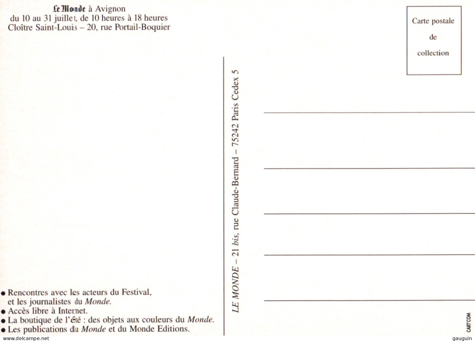 CPM - ILLUSTRATION PLANTU - "Journal Le Monde à AVIGNON - Edition Cart'Com - Plantu