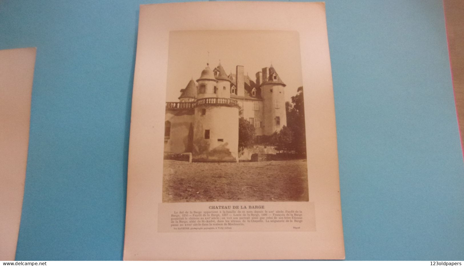 63 COURPIERE CHATEAU DE LA BARGE Vers 1880 PHOTO  RAVEYRE VICHY PROPRIETAIRE DE LABARGE DE MONTMORIN - Courpiere