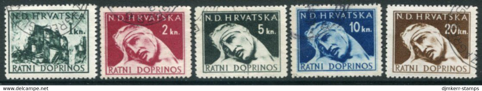CROATIA 1944 War Aid Tax Stamps Used.  Michel ZZM 3-7 - Kroatië