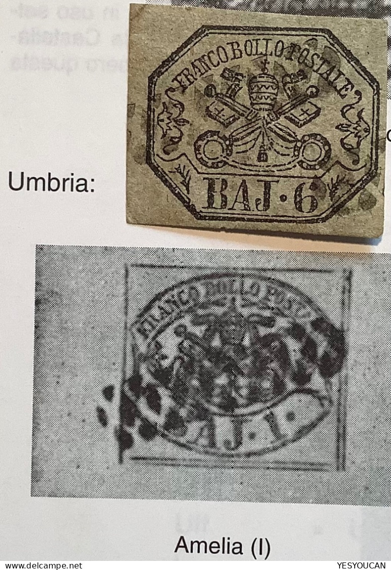 AMELIA MUTI RARO P12 = 1250€ Stato Pontificio 1852 6 B  Sa.7  (Umbria Terni Etats Pontificaux Roman States - Estados Pontificados