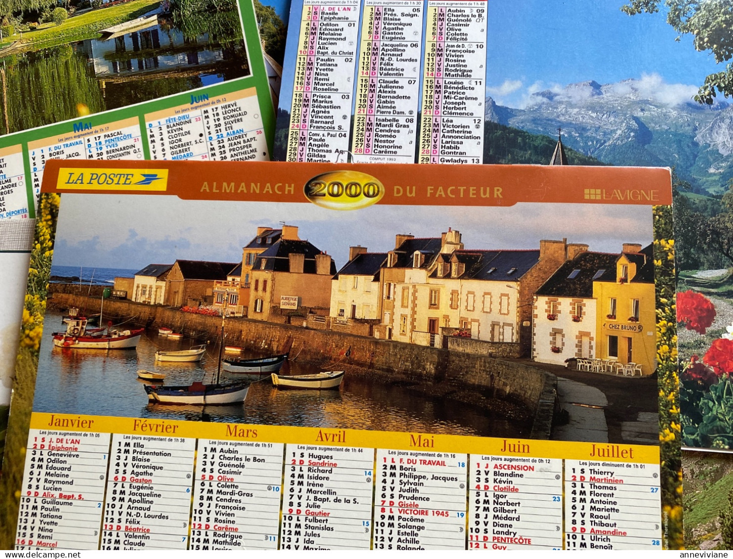 Lot de 10 calendriers de 1991 à 2000 compris