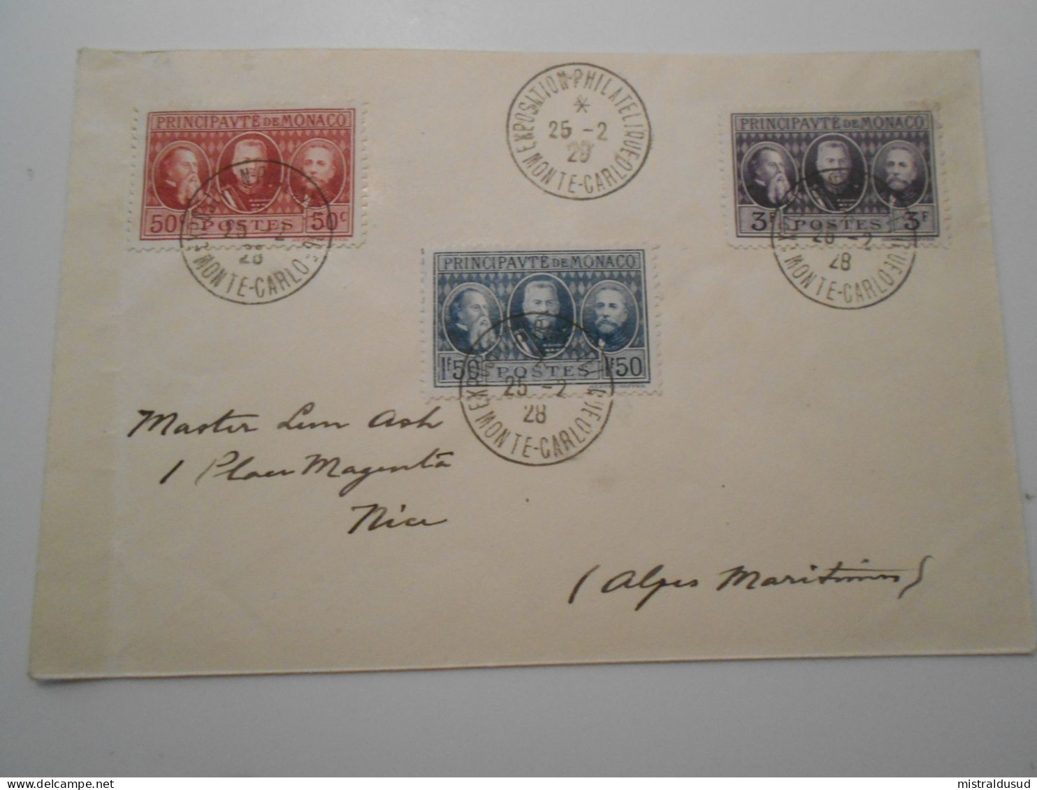Monaco , Lettre De Monte-carlo Exposition Philatelique 1928 Pour Nice - Lettres & Documents