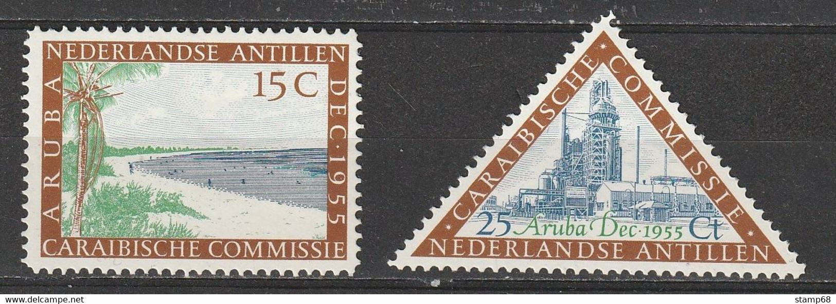 Nederlandse Antillen NVPH 255-56 Caraibische Commissie 1955 MH Ongebruikt - Curaçao, Nederlandse Antillen, Aruba