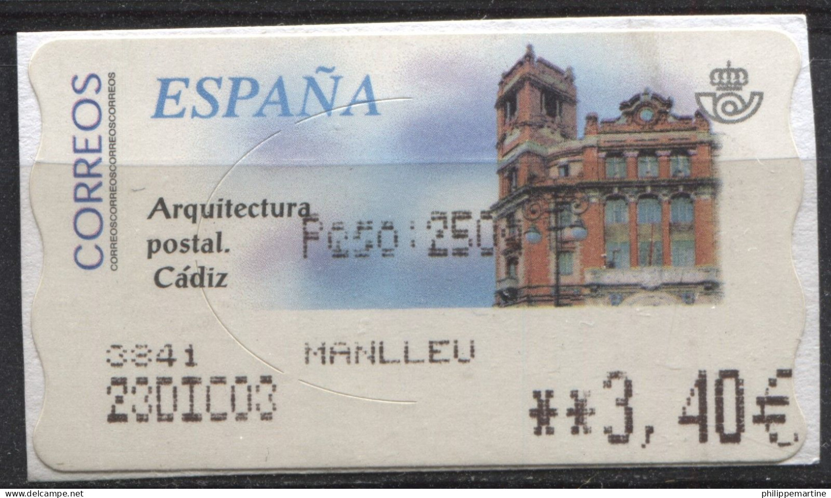 Espagne 2002 - Timbre De Distributeur YT 69 (1/3) (o) Sur Fragment - Servizi