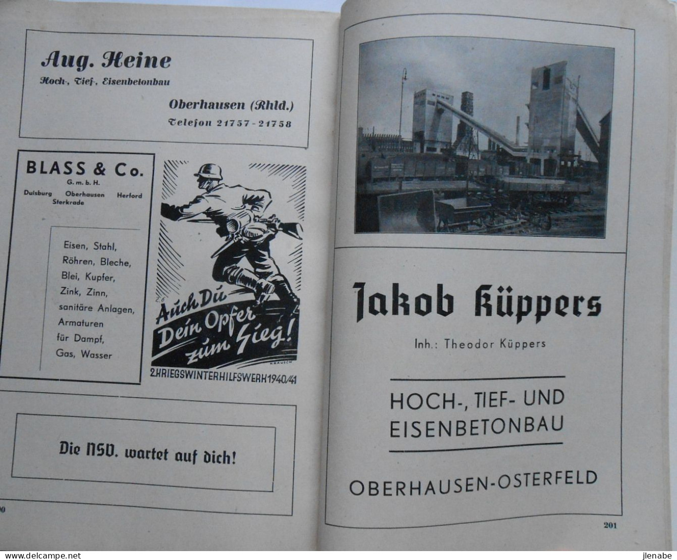 Très rare almanach-original ville de Oberhausen ( Rheinland) de 1941 - en langue allemande