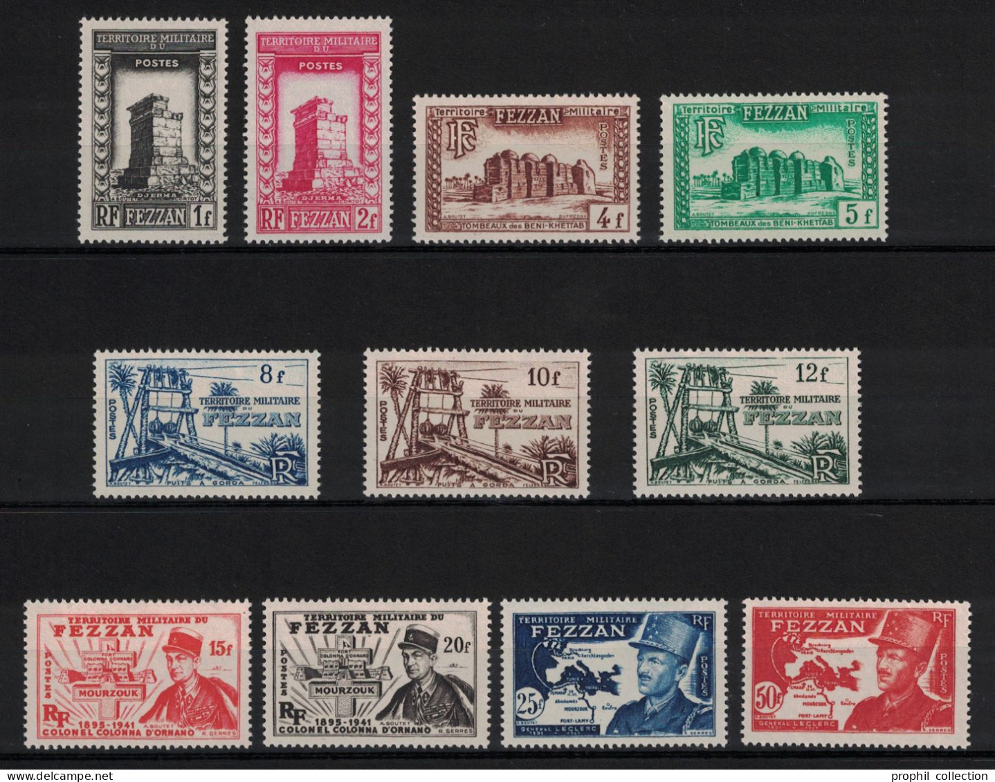 FEZZAN - SÉRIE LOT De 15 TIMBRES NEUFS ** MNH TB N° 43 À 53 GENERAL LECLERC - Neufs