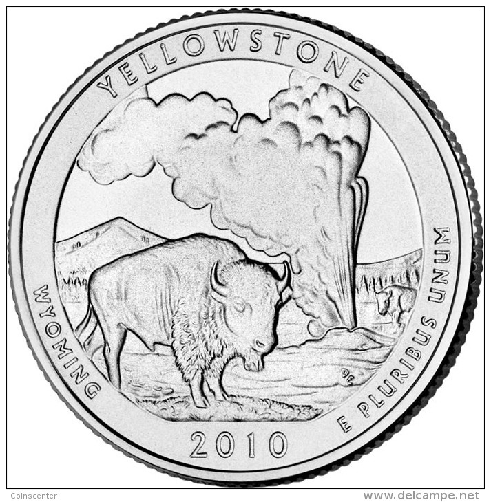 USA QUARTER (1/4 Dollar) 2010 P Mint "YELLOWSTONE" UNC - 2010-...: National Parks