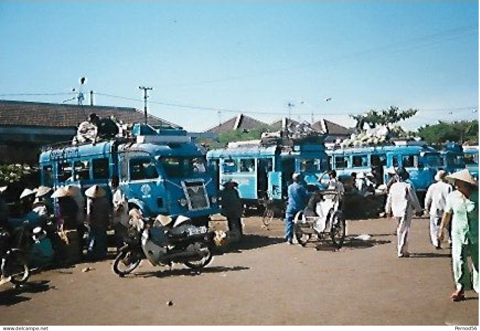 Photo Car Touristique Bleu  Pousse Pousse  Moto - Asia