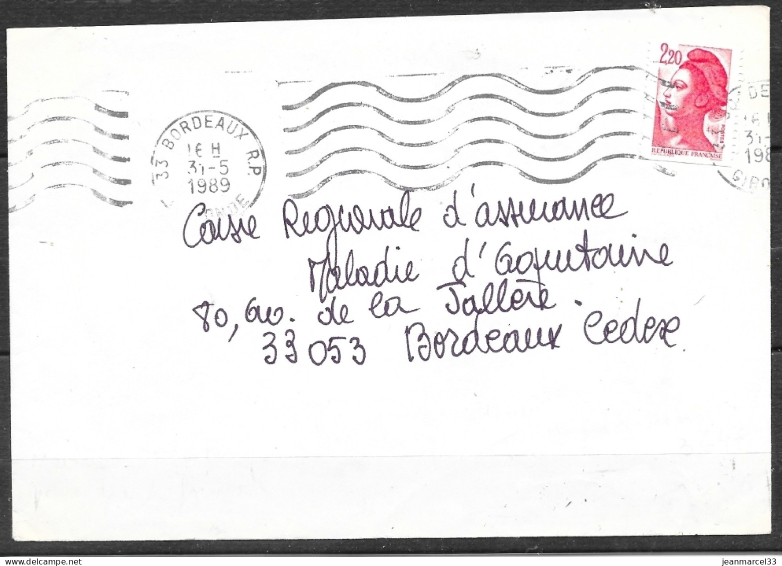 Curiosité Sur Lettre  SECAP En Continu Pour Grand Format 33 Bordeaux RP 31-5 1989 - Briefe U. Dokumente