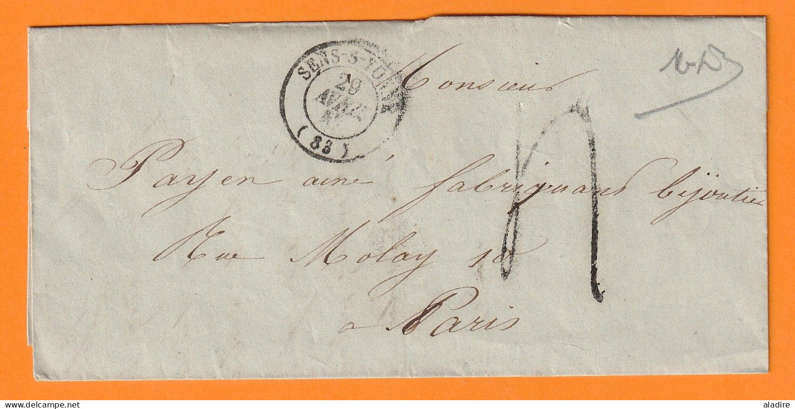 1847 - Lettre Pliée Avec Correspondance De Sens Sur Yonne Vers Paris - Route De Genève - Taxe 4 - 1801-1848: Vorläufer XIX