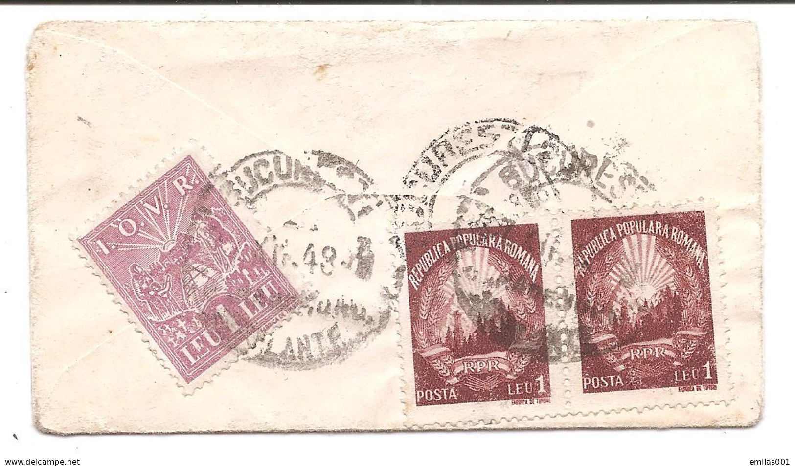 ROUMANIE / ROMANIA - Lettre Carte Visite Avec Timbres 2 X 1 Leu  Et 1 Leu I.O.V.R. 1948 - Lettres & Documents