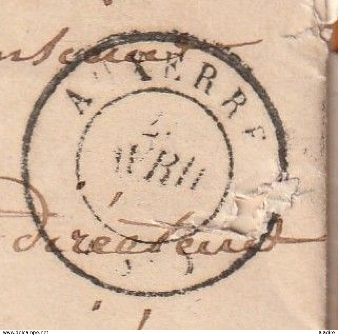 1847 - Lettre Pliée Avec Correspondance De AUXERRE, Yonne Vers Paris - Cachet à Date D' Arrivée - Taxe 4 - 1801-1848: Précurseurs XIX