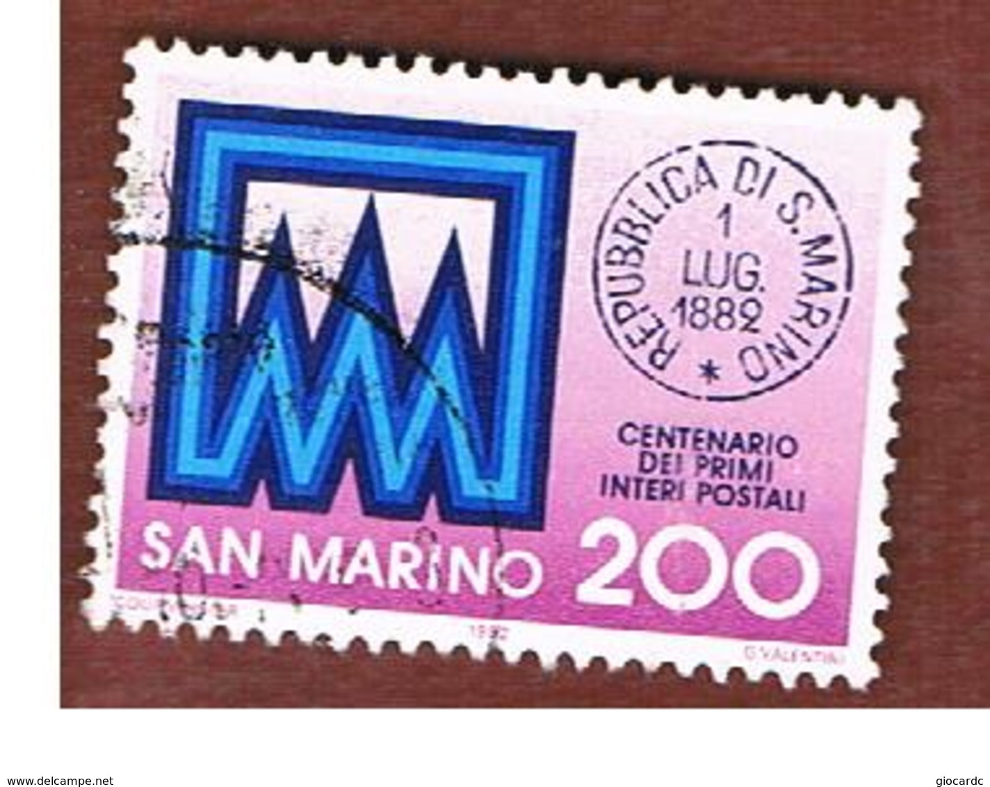 SAN MARINO - UNIF. 1086  - 1982 CENTENARIO INTERI POSTALI  -  USATI (USED°) - Used Stamps