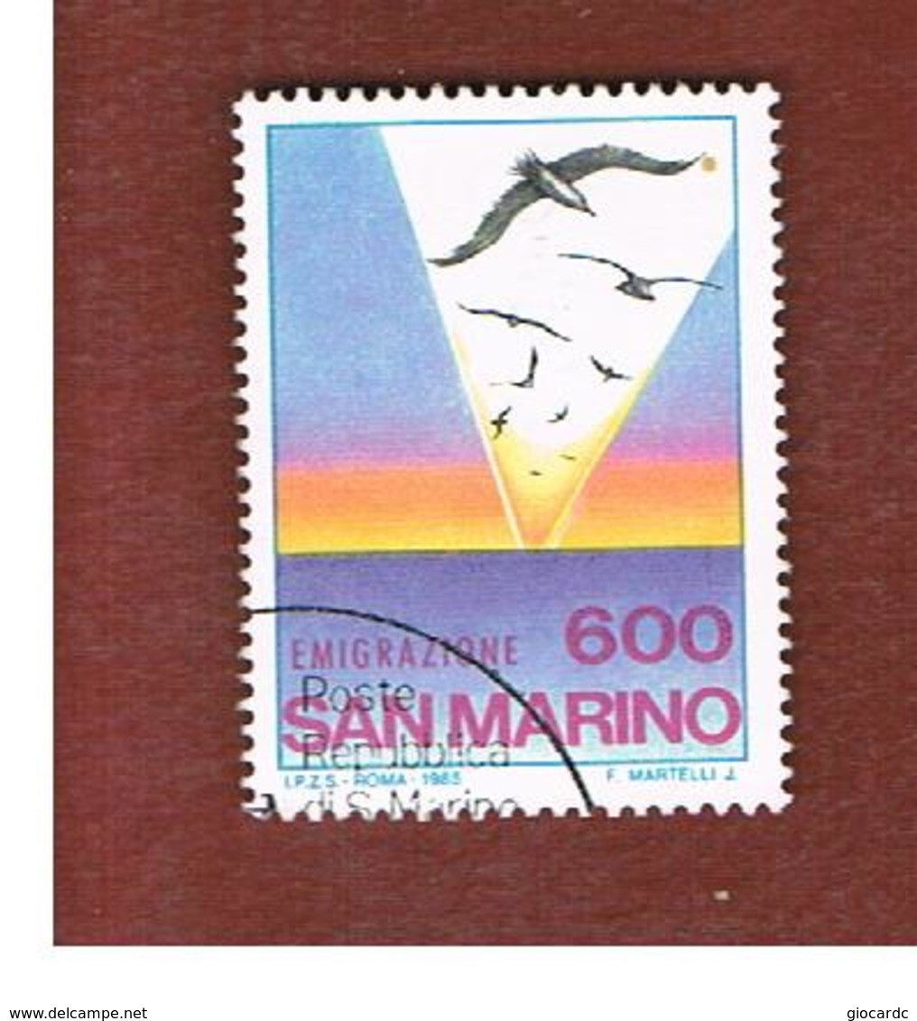 SAN MARINO - UNIF. 1161  - 1985   EMIGRAZIONE -  USATI (USED°) - Usados