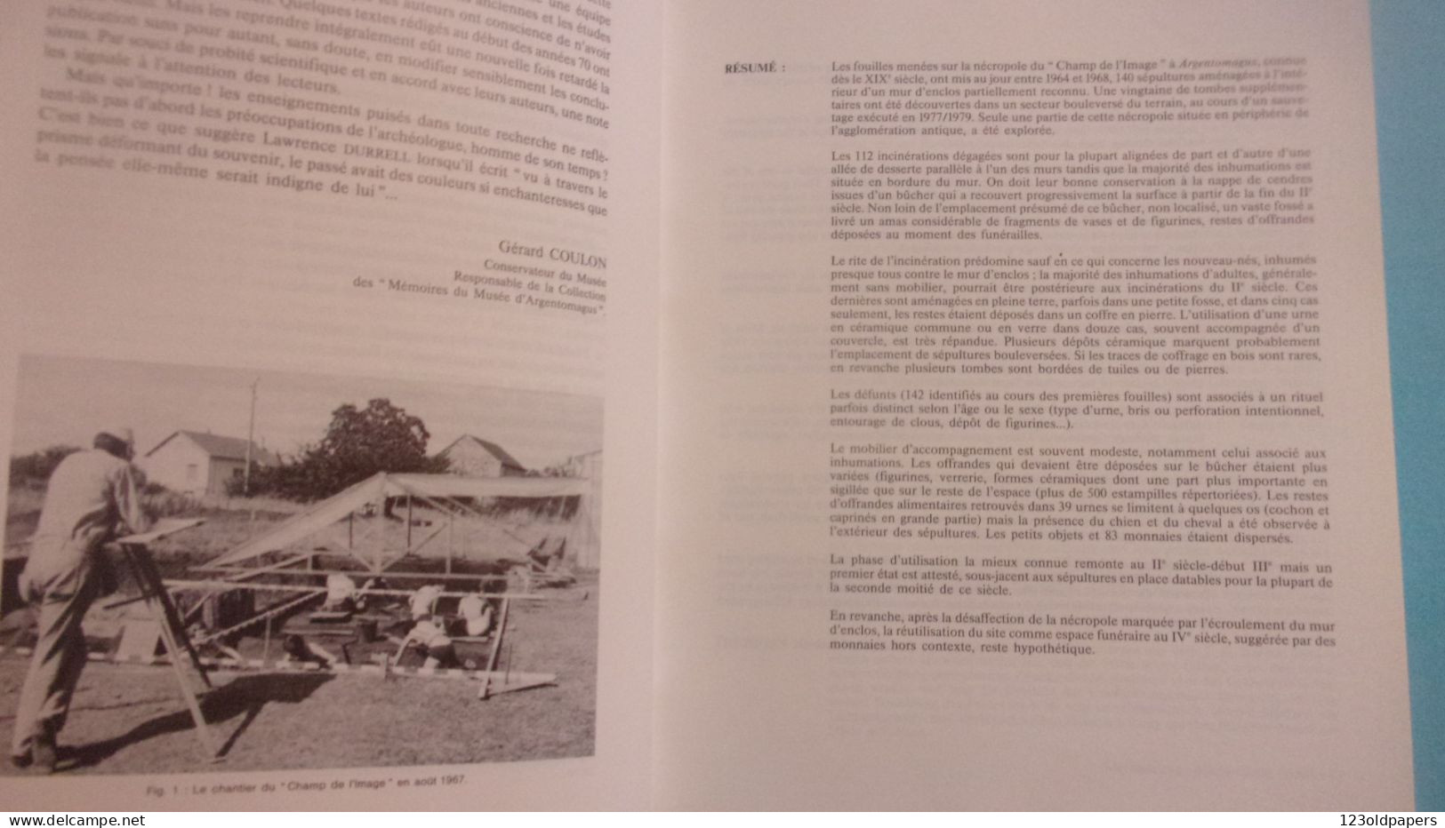 BERRY INDRE La Nécropole Gallo-Romaine Du "Champ De L'image" À Argentomagus (Saint-Marcel, Indre) 238 PAGES 1992