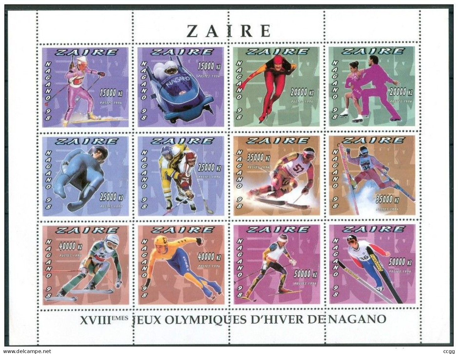 Olympische Spelen 1998 , Zaire -  Zegels In Vel Postfris - Hiver 1998: Nagano