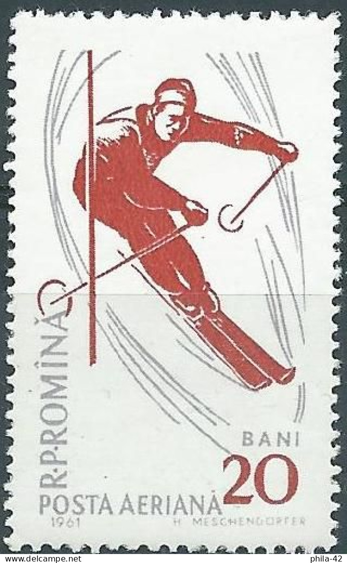 Romania 1961 - Mi 1952 - YT Pa 128 ( Ski : Giant Slalom ) Airmail MNH** - Nuovi