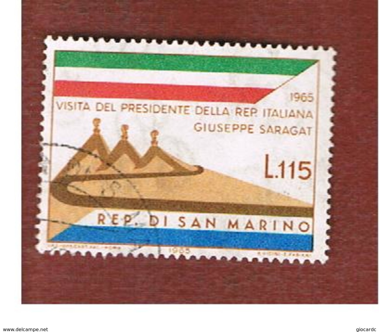 SAN MARINO - UNIF. 704  - 1965  VISITA DEL PRESIDENTE DELLA REPUBBLICA ITALIANA     -  USATI (USED°) - Usati