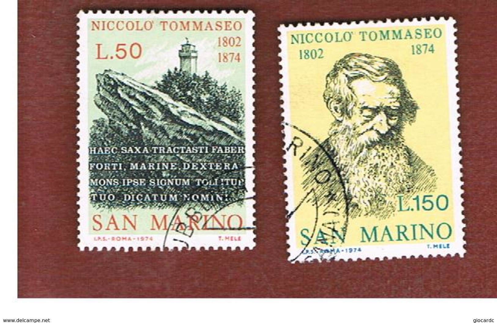 SAN MARINO - UNIF. 928.929   - 1974  N. TOMMASEO (SERIE COMPLETA DI 2) -  USATI (USED°) - Usati