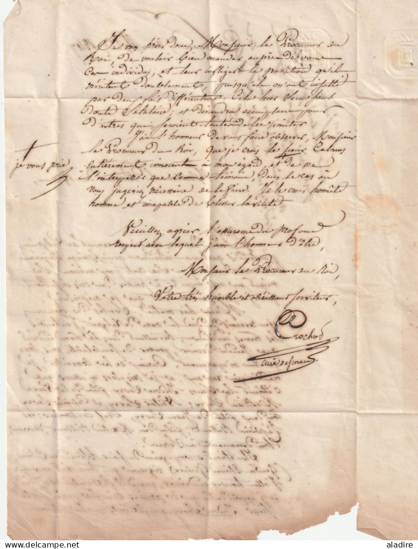 1847 - lettre pliée avec corresp de Senan vers le procureur du roi Louis Philippe à Joigny (gd cad) , Yonne - OR