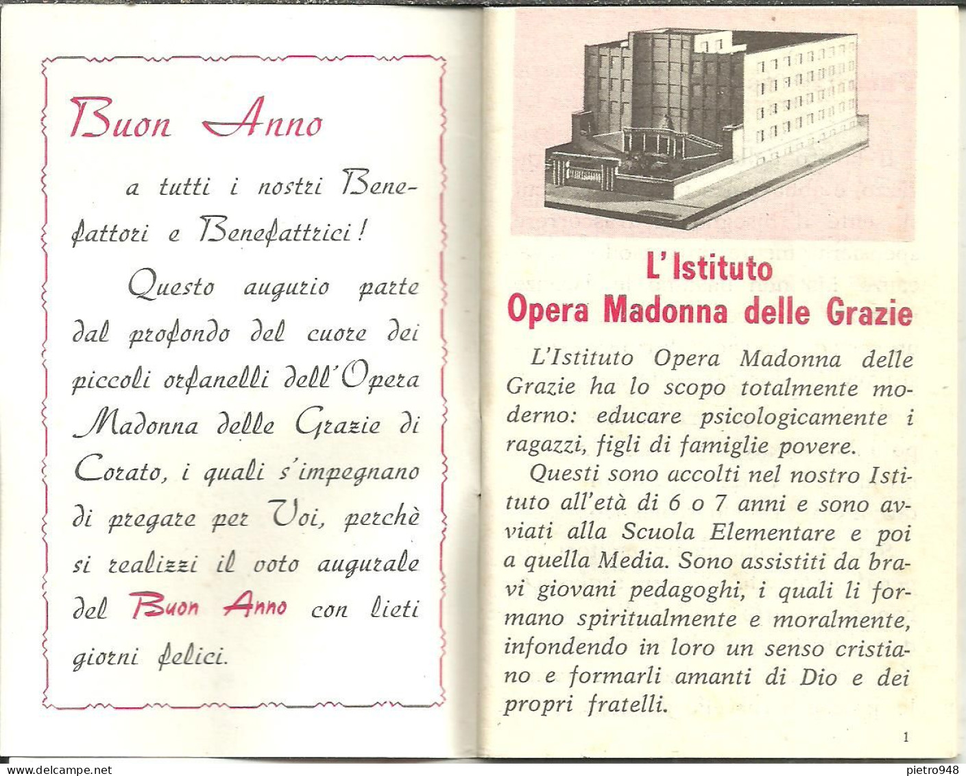 Libro (Libretto) Religioso "Opera Madonna Delle Grazie E Sant'Antonio" Corato (Bari), Agendina 1970 - Religion/ Spiritualisme