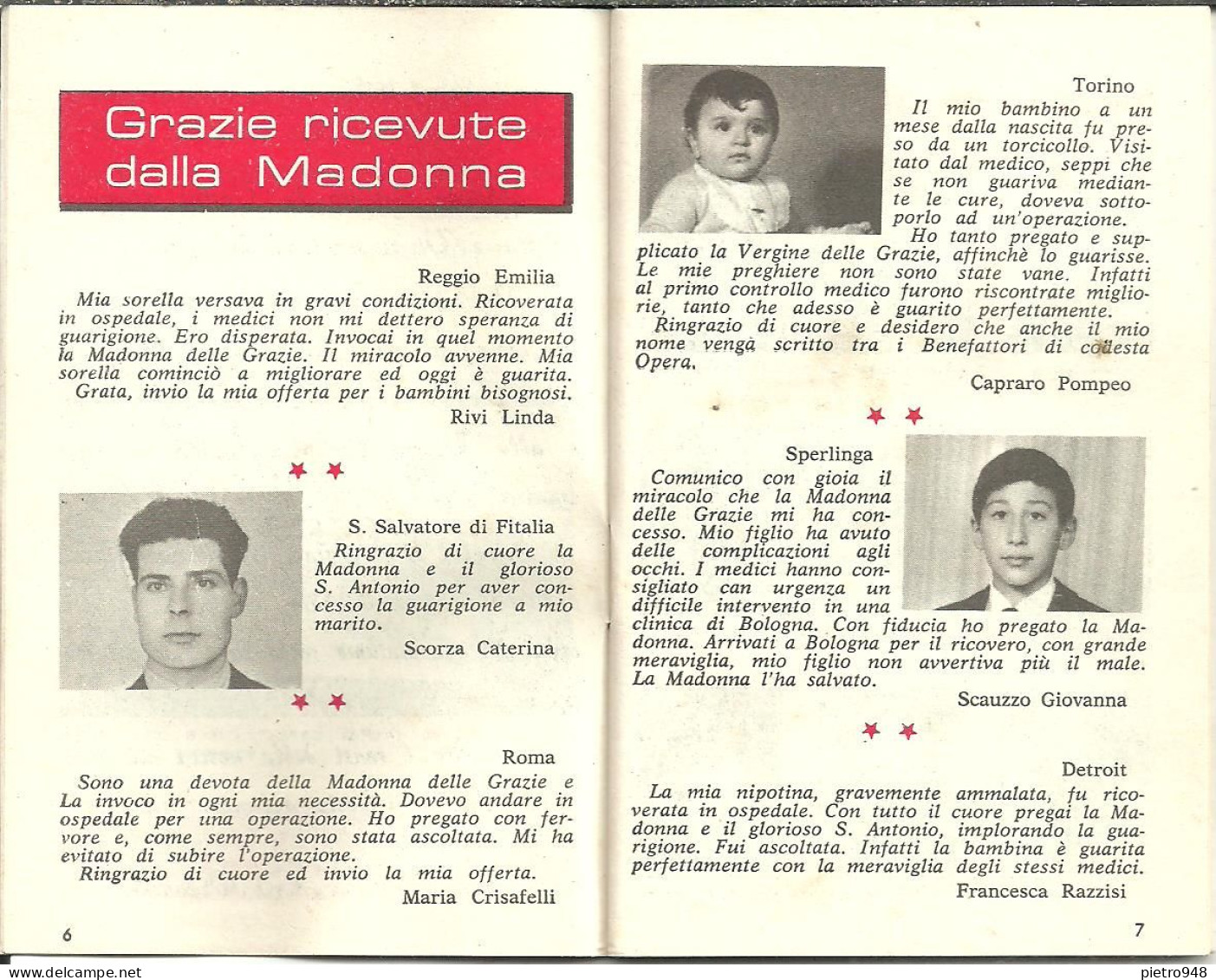 Libro (Libretto) Religioso "Opera Madonna Delle Grazie E Sant'Antonio" Corato (Bari), Agendina 1970 - Religion/ Spiritualisme