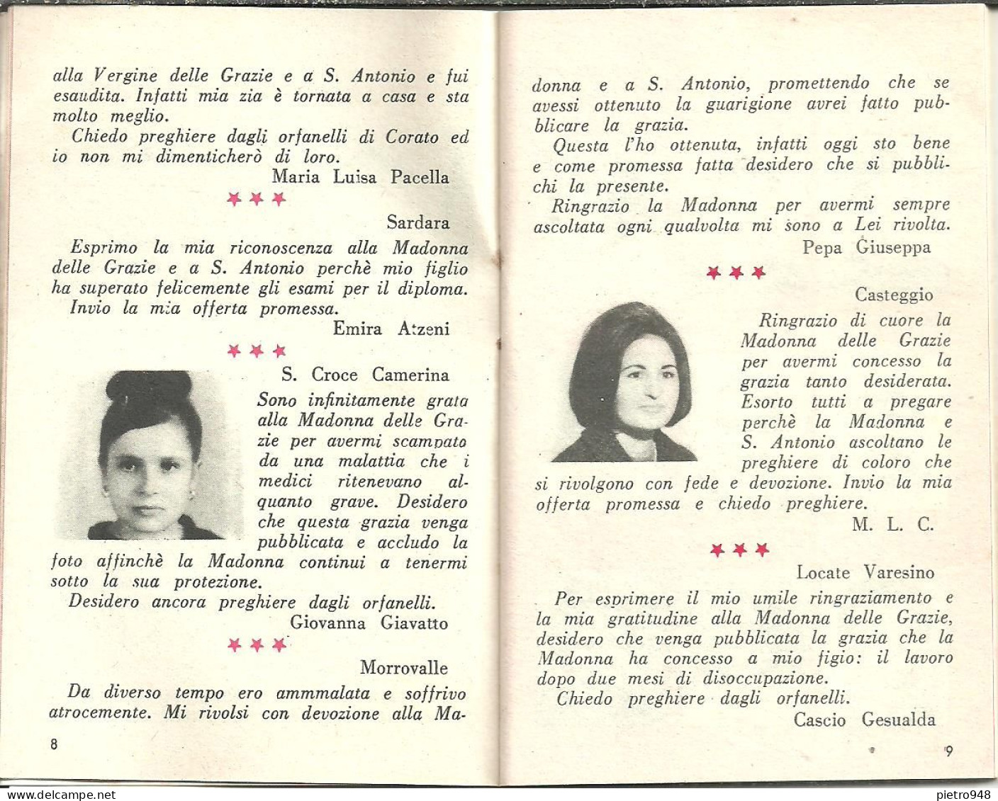 Libro (Libretto) Religioso "Opera Madonna Delle Grazie E Sant'Antonio" Corato (Bari), Agendina 1966 - Religion