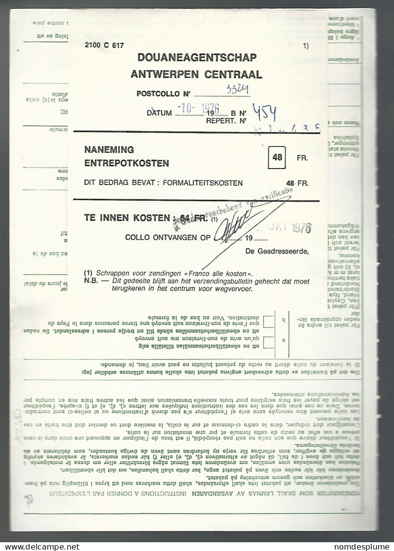 58528) Sweden Adresskort Bulletin D'Expedition 1976 Postmark Cancel Air Mail - Brieven En Documenten