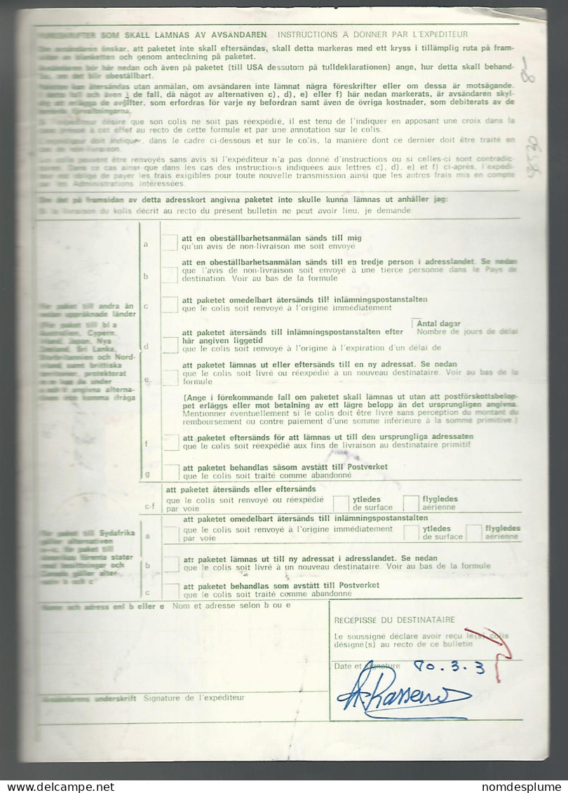 58530) Sweden Adresskort Bulletin D'Expedition 1980 Postmark Cancel - Brieven En Documenten