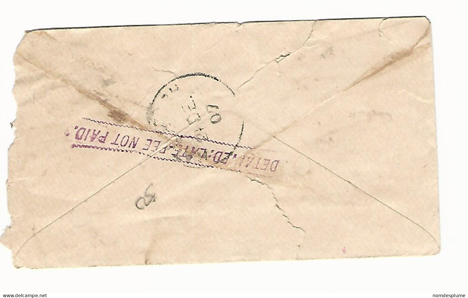 58639) India Postal Stationery Howrah RMS 1907 Postmark Cancel Detained Late Fee Not Paid - Omslagen