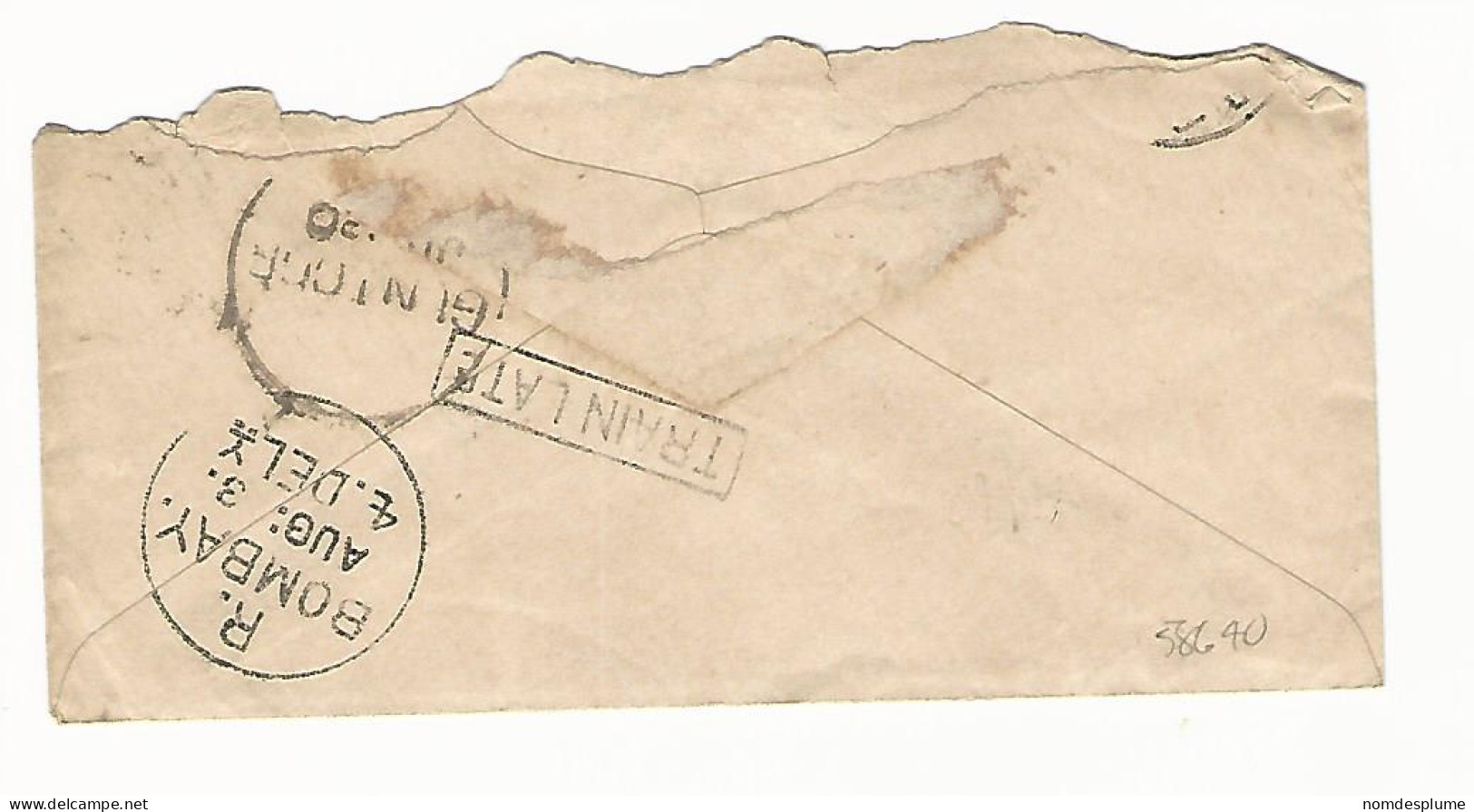 58640) India Postal Stationery Bombay Postmark Train Late - Covers