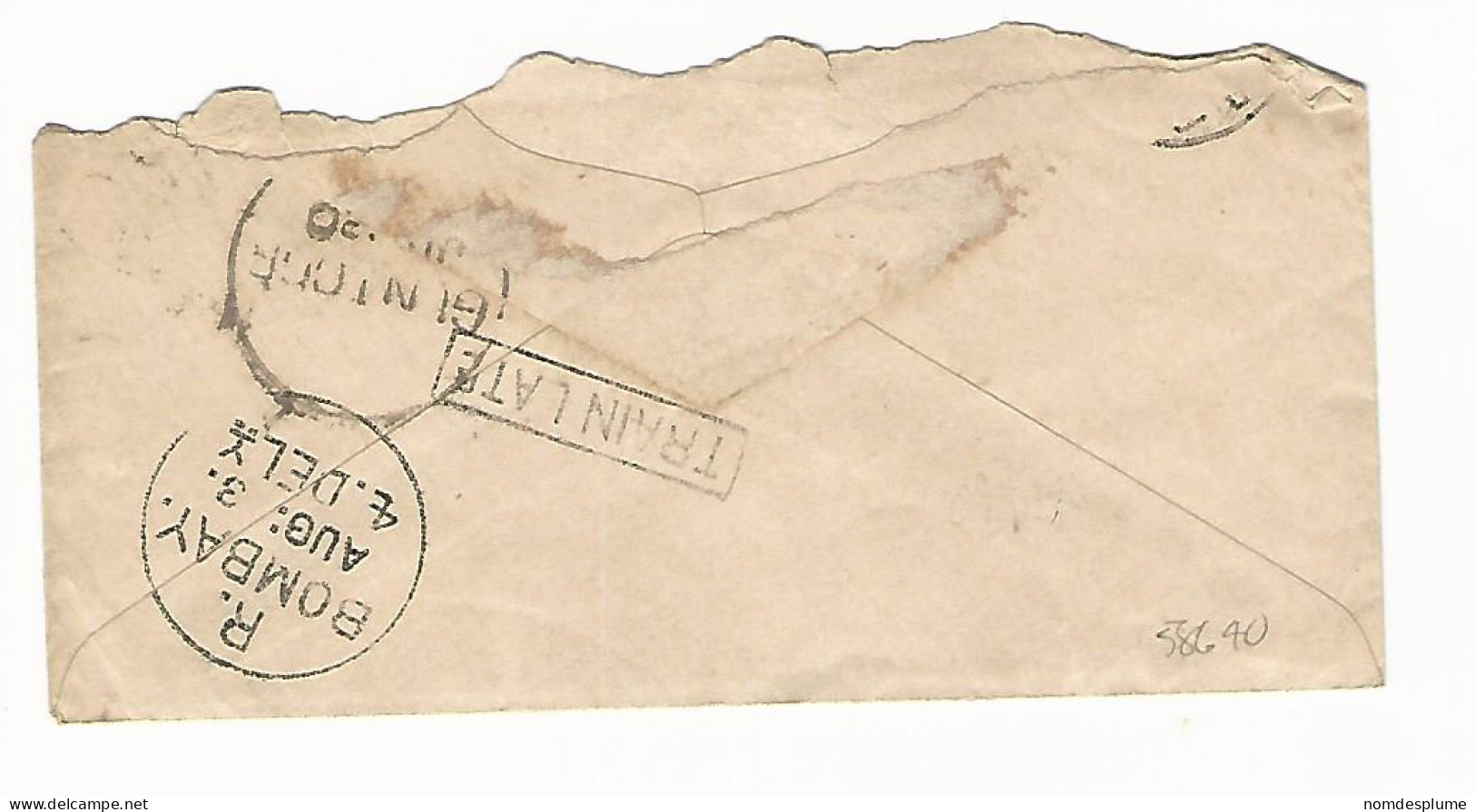 58640) India Postal Stationery Bombay Postmark Train Late - Briefe