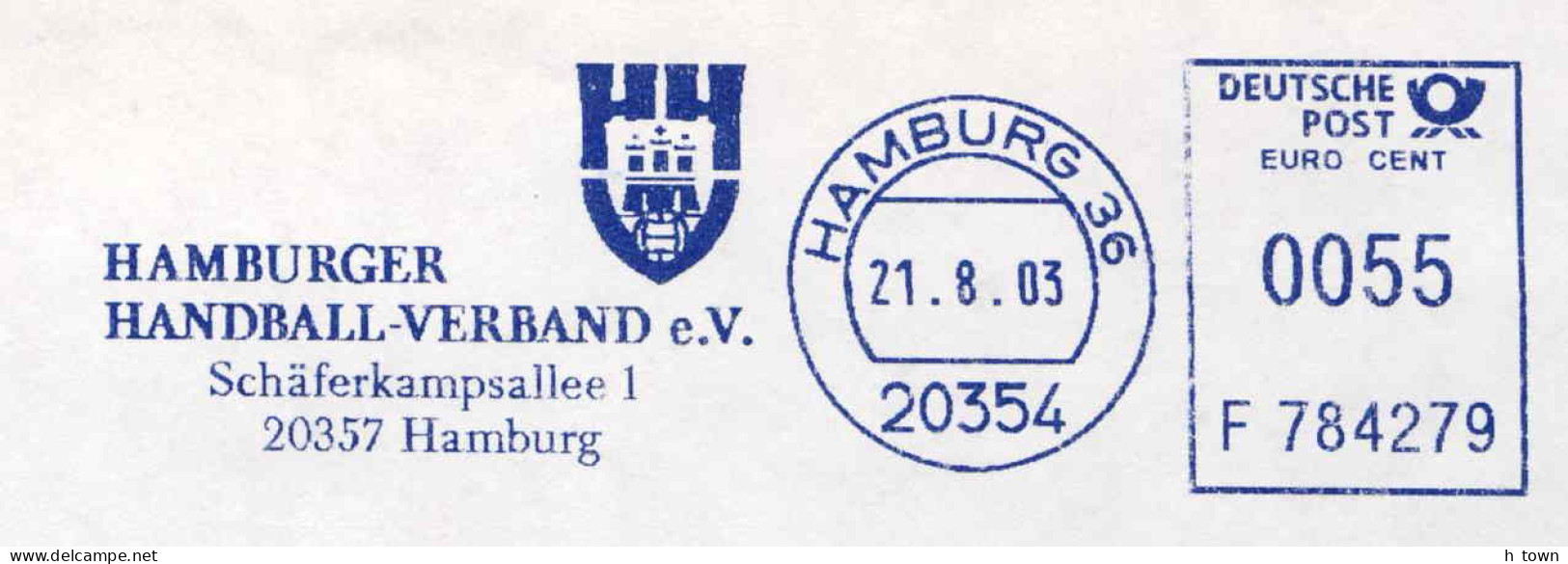 126  Hand-Ball: Ema D'Allemagne, 2003 - Handball Meter Stamp From Hamburg, Germany - Hand-Ball