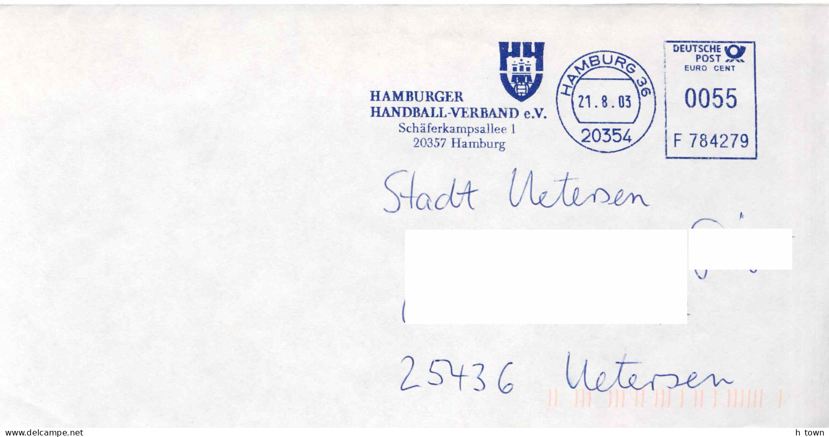 126  Hand-Ball: Ema D'Allemagne, 2003 - Handball Meter Stamp From Hamburg, Germany - Handball