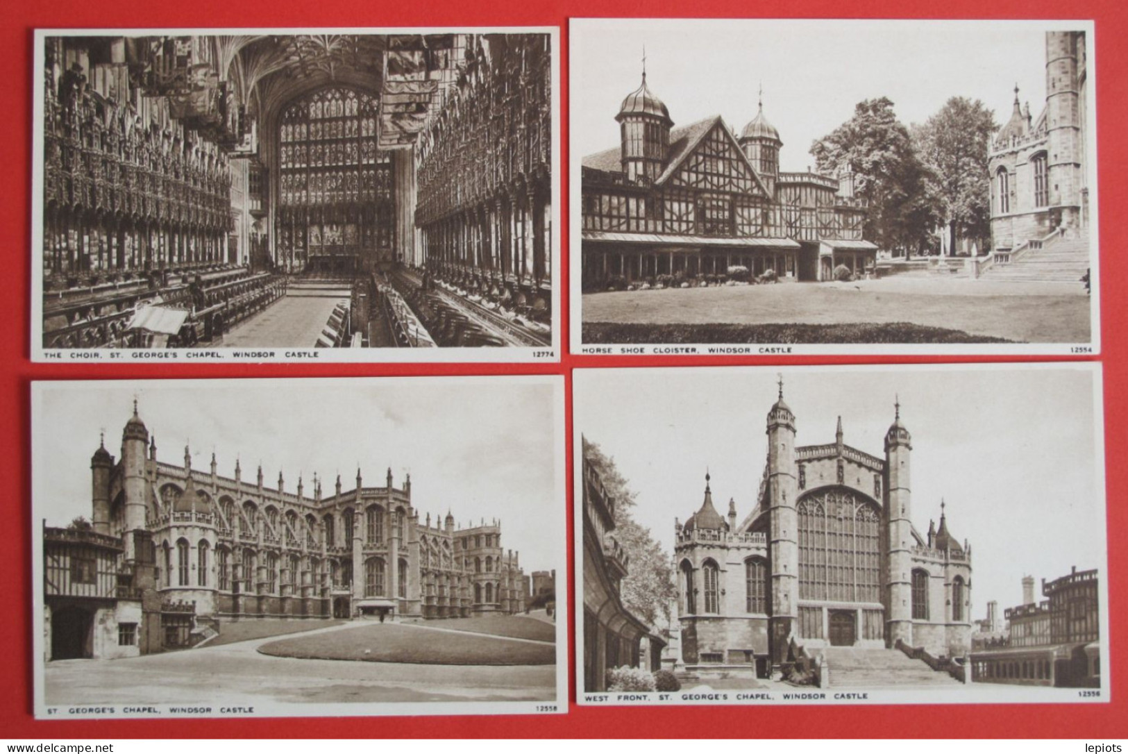 Lot De 4 CPA - Angleterre - Winsor Castle - West Front - Chapel - Cloister - Choir - Très Bon état - Windsor Castle