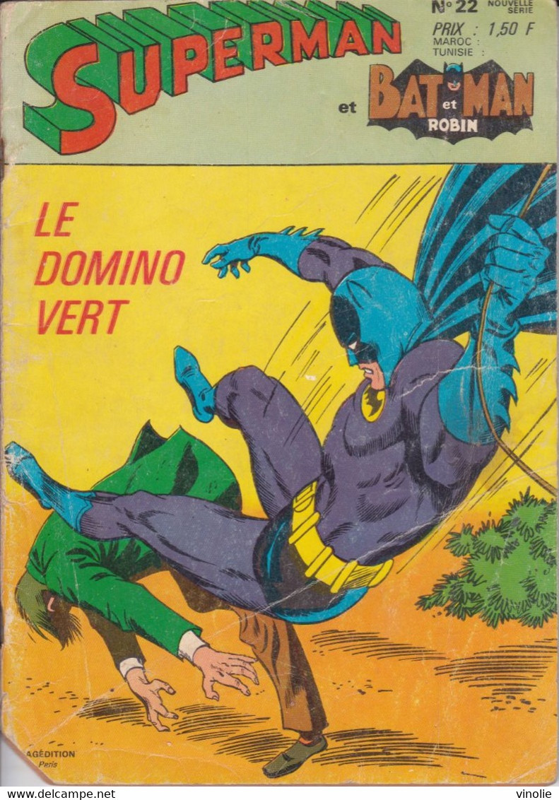 PIE.21-TPL-031. BD. SUPERMAN ET BATMAN ET ROBIN LE DOMINO VERT  N° 22 - Superman