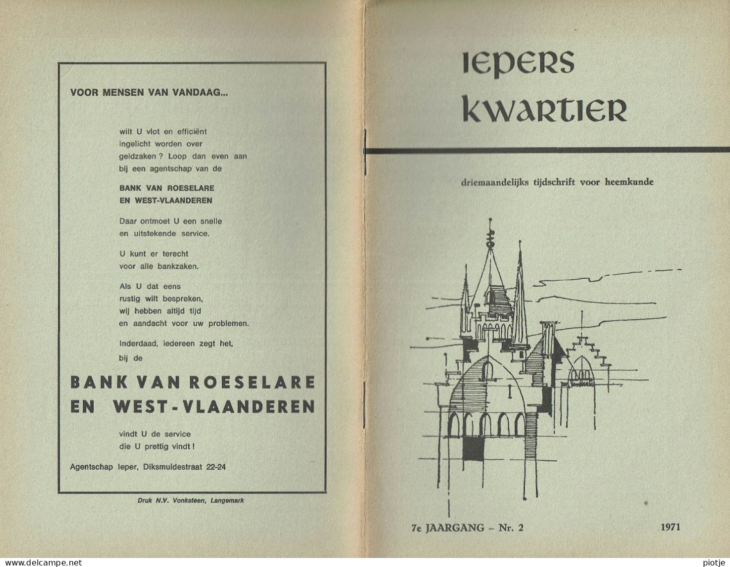 * Ieper - Ypres * (Iepers Kwartier - Jaargang 7 - Nr 2 - Juni 1971) Tijdschrift Voor Heemkunde - Heemkundige Kring - Aardrijkskunde & Geschiedenis