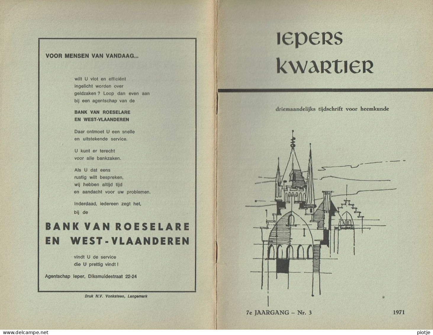 * Ieper - Ypres * (Iepers Kwartier - Jaargang 7 - Nr 3 - September 1971) Tijdschrift Voor Heemkunde - Heemkundige Kring - Geographie & Geschichte