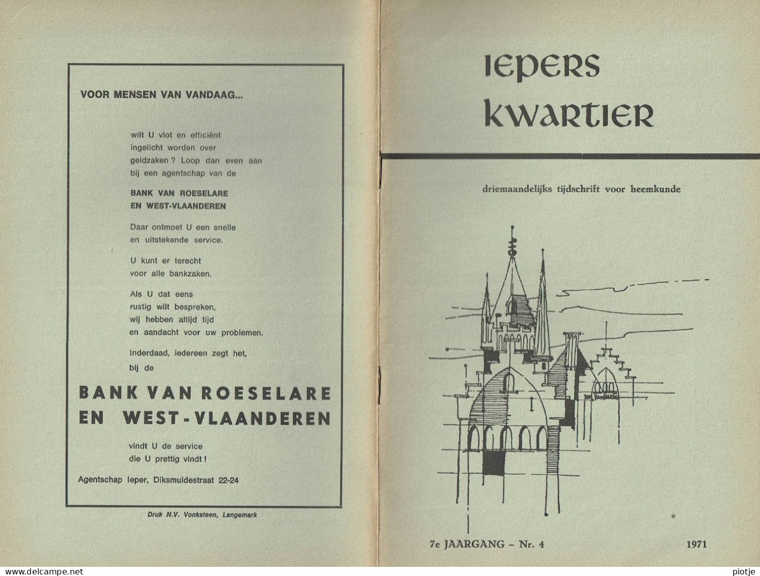 * Ieper - Ypres * (Iepers Kwartier - Jaargang 7 - Nr 4 - December 1971) Tijdschrift Voor Heemkunde - Heemkundige Kring - Géographie & Histoire